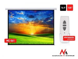 Maclean ekran projekcyjny MC-561 (sufitowy,ścienny rozwijany elektrycznie 300x168cm)