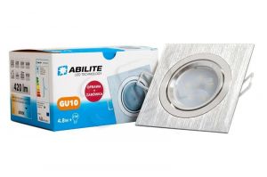ABILITE Oprawka z żarówką GU10 LED,srebrny B.ZIMNY kąt św. 120° 230V/4,8W (47409)