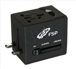 PRZEJŚCIÓWKA TRAVEL ADAPTER FSP NT580 2xUSB WTYKI UK/US/AUS/EU CZARNA
