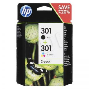 HP Tusz HP301+HP301=N9J72AE, Zestaw Bk+Kolor, CH561EE+CH562EE, zastąpił CR340EE, J3M81AE