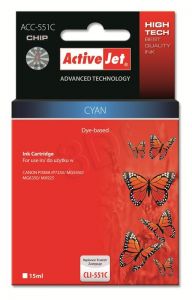 ActiveJet ACC-551CN tusz cyan do drukarki Canon (zamiennik Canon CLI-551C) Supreme/ chip