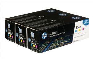 HP Toner HP304A=CF372AM, Zestaw CMY, CC531A+CC533A+CC532A
