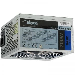AKYGA ZASILACZ BASIC ATX 700W P4 FAN12CM 5XSATA 2xMOLEX 2XPCI-E 6 i 6+2PIN