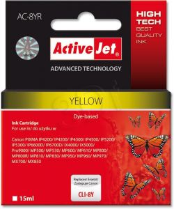 ActiveJet AC-8YR tusz żółty do drukarki Canon (zamiennik Canon CLI-8Y) Premium/ chip