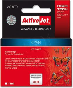 ActiveJet AC-8CR tusz cyan do drukarki Canon (zamiennik Canon CLI-8C) Premium/ chip