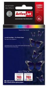 ActiveJet AH-M703RX multipack tusz czarny, trójkolorowy do drukarki HP + papier fotograficzny (zamie