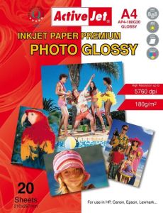 Papier fotograficzny błyszczący Activejet A4 20szt. 180g/m2