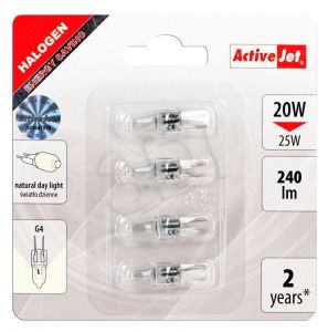 Activejet żarówka halogenowa AJE-H20G4 (kapsułka 240lm 20W G4 światło dzienne) 4 szt.