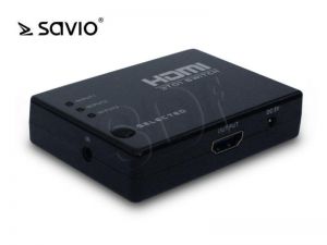Przełącznik Savio CL-28 ( wejścia: 3 x HDMI (F) wyjśćia: 1 x HDMI (F) 1920x1200pix 340MHz )