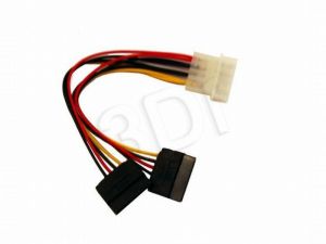 Kabel zasilający Gembird ( Molex - 2x SATA 15 pin M-M 0,15m czerwony )