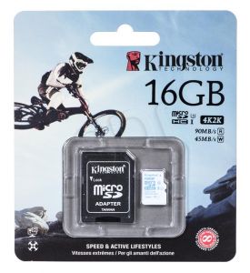 Kingston micro SD Action Camera 16GB Class U3 +adapter