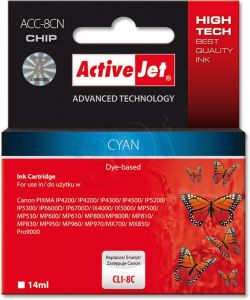ActiveJet ACC-8CN tusz cyan do drukarki Canon (zamiennik Canon CLI-8C ) Supreme/ chip