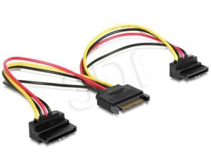 Kabel zasilający Gembird ( SATA - 2x SATA kątowy M-F 0.15m czarny kątowy )