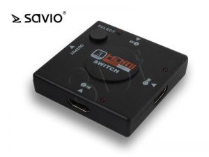 Przełącznik Savio CL-26 ( wejścia: 3 x HDMI (F) wyjśćia: 1 x HDMI (F) 1920x1200pix 0,00003MHz )