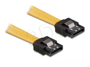Kabel Delock ( SATA - SATA 0,3m żółty prosty/prosty, metalowe zatrzaski, krótkie wtyczki )