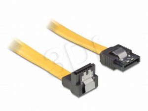 Kabel Delock ( SATA - SATA 0,5m żółty prosty/kątowy, metalowe zaciski )