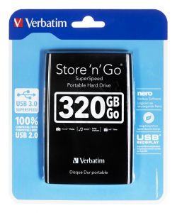 Dysk zewnętrzny Verbatim 320GB 2,5 USB 3.0 Czarny