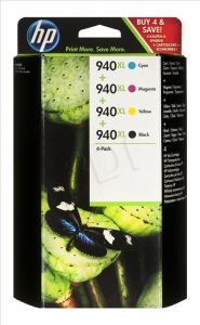 HP Tusz HP940XL=C2N93AE, Zestaw CMYBk, C4907AE+C4908AE+C4909AE+C4906AE