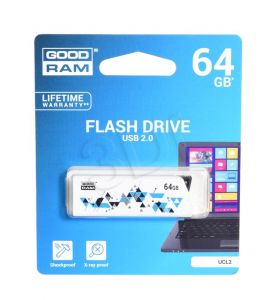 Goodram Flashdrive Cl!ck 64GB USB 2.0 biały z kolorowymi elementami