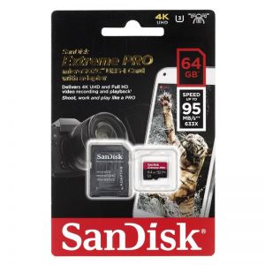 SANDISK EXTREME PRO microSDXC 64GB V30 UHS-I+Adapt.