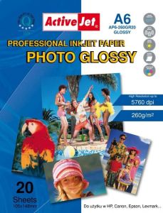 Activejet Papier foto błyszczący żywicą powlekany AP6-260GR20 (do drukarek atramentowych)